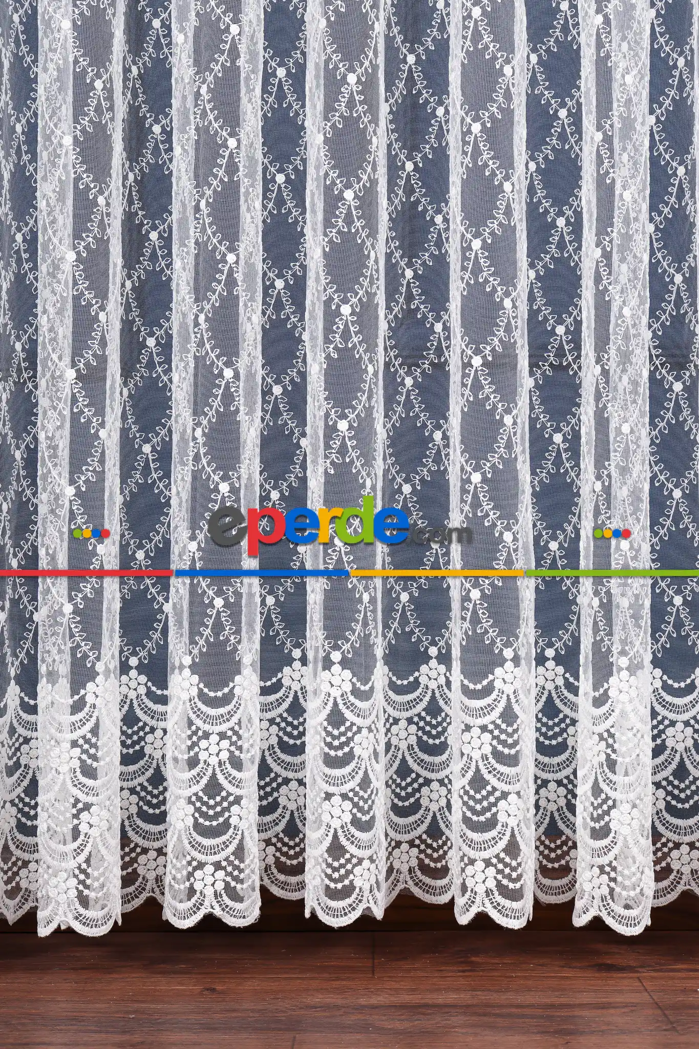 Balık Ağı Brode İşlemeli Tül Perde