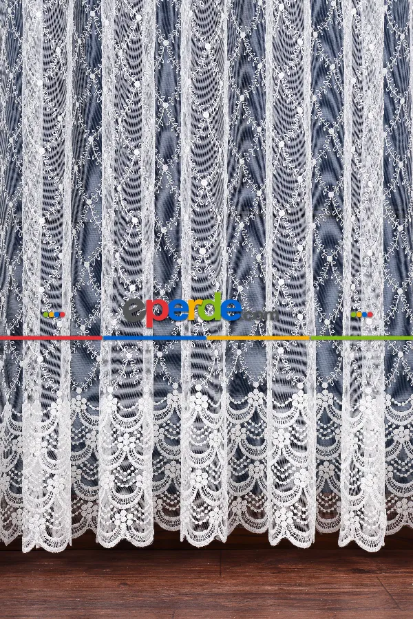 Balık Ağı Brode İşlemeli Tül Perde