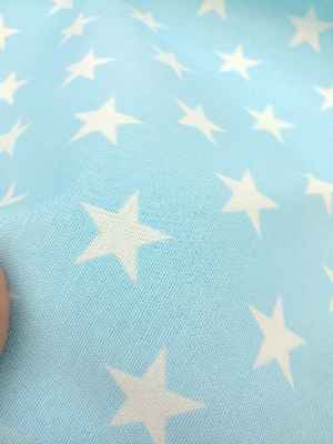 Yıldız Desenli Fon Perde ( Leke Tutmaz )- Mavi Açık