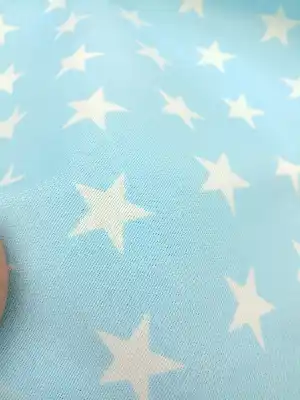 Yıldız Desenli Fon Perde ( Leke Tutmaz )- Mavi Açık