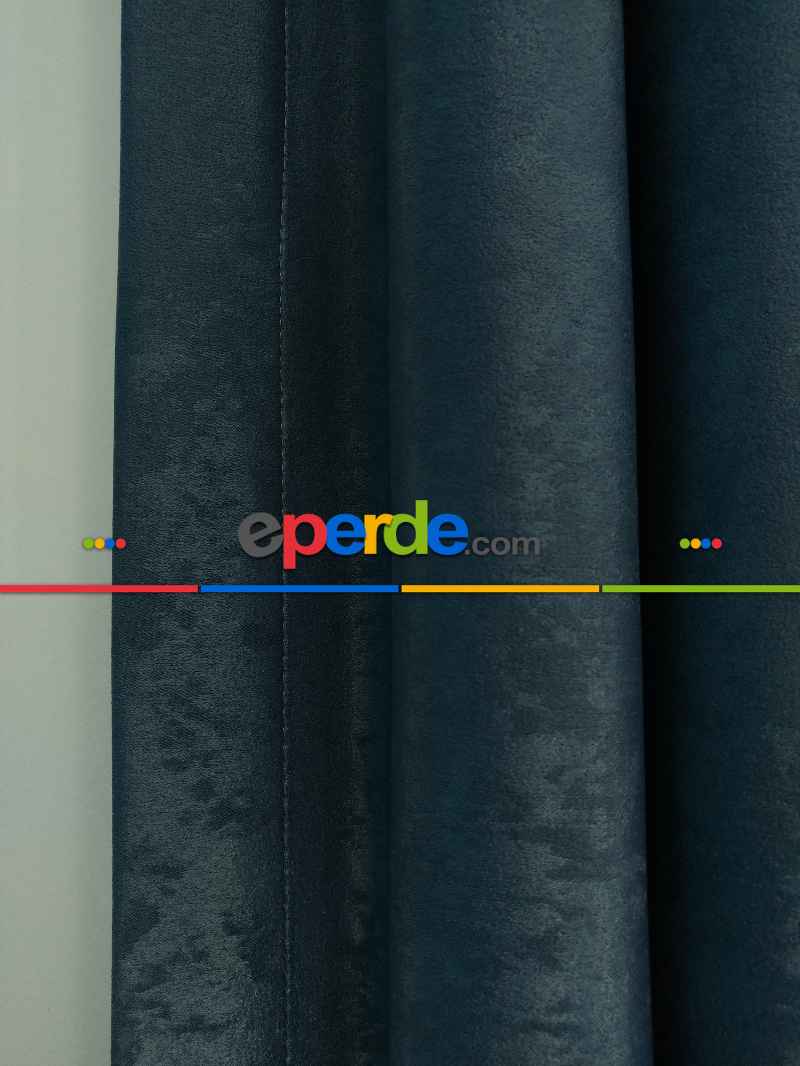 Salon - Soft Fon Perde İndigo Dökümlü En - Mavi Açık