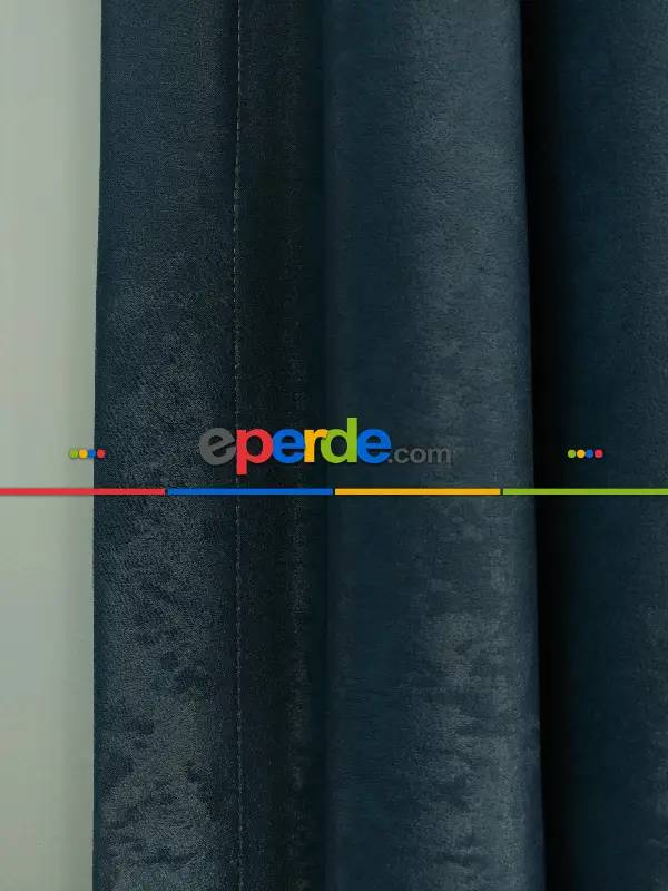 Salon - Soft Fon Perde İndigo Dökümlü En - Mavi Açık
