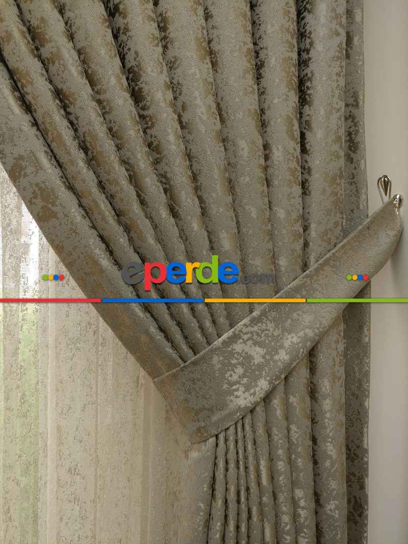 Toprak Rengi Duz Jakar Fon Perde (180)- Kahverengi