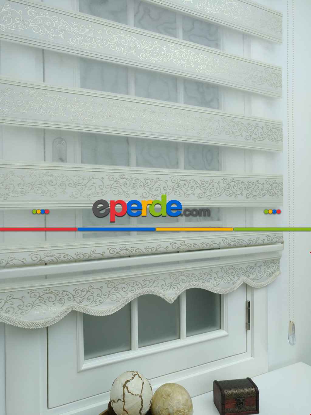Jakarlı Zebra Perde Bdz-21- Krem-altın Simli