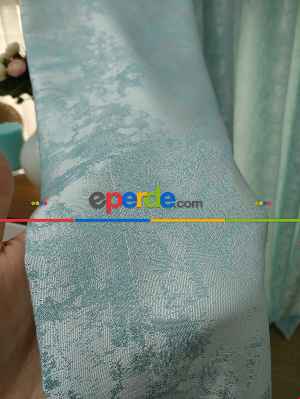 Açık Mavi Renk Jakar Desenli Fon Perde- Mavi Açık-mavi Doymamış