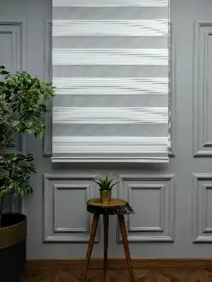 2021 Sezonu - Zebra Perde - Geniş Plise Zebra Perde- Beyaz
