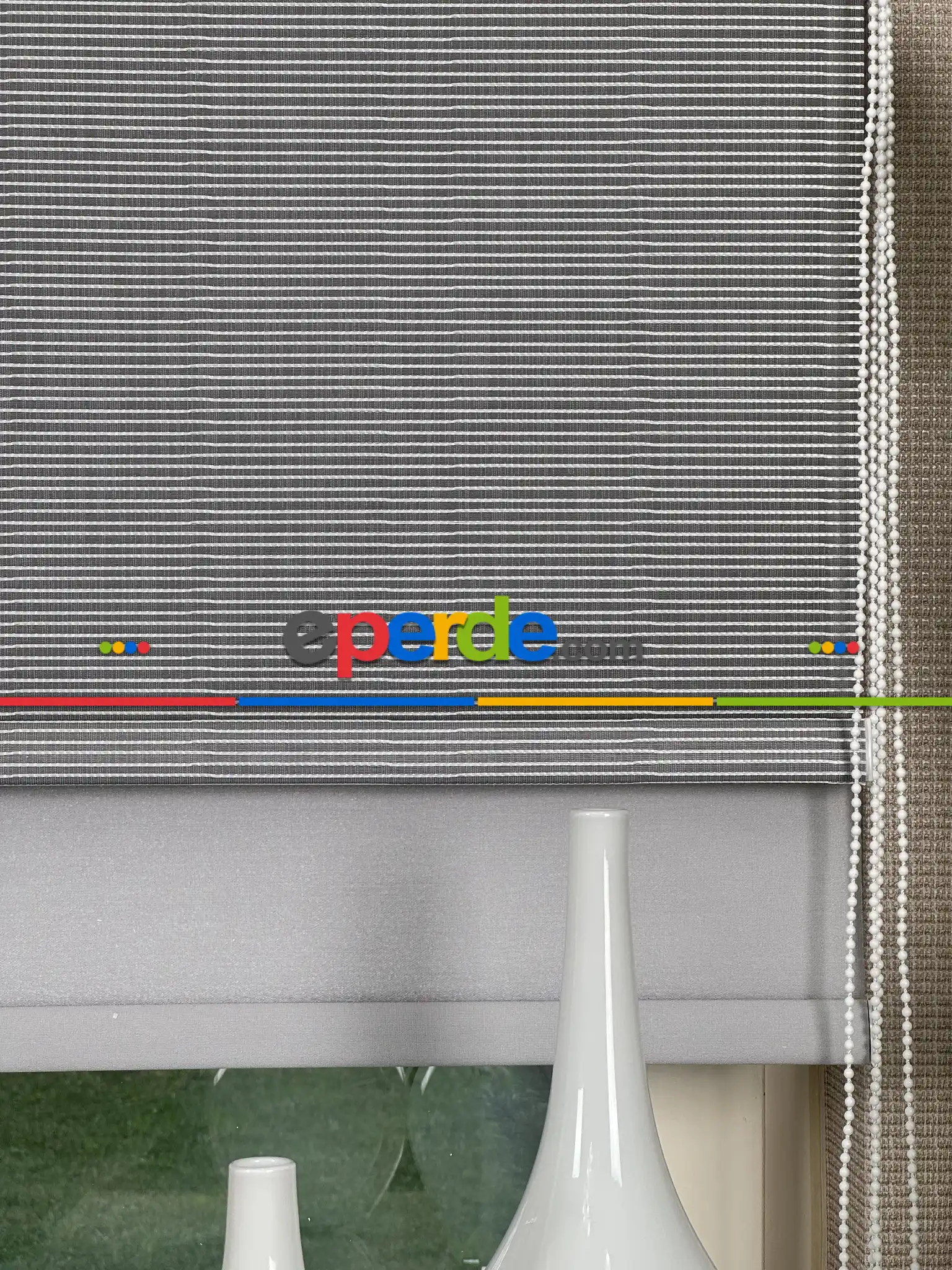 Gri Çiftli Sistem Tül Stor Perde, Standart Metal Kasalı Yüksek Kalite Kornişe Kolay Montaj Seçenekli