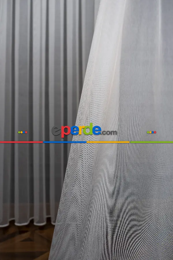 Ekru Döner Zırh Dökümlü Tül - İtinalı Dikiş - Yalancı Fon Ve Kruvaze Model Seçeneği - Kurşunlu Tül