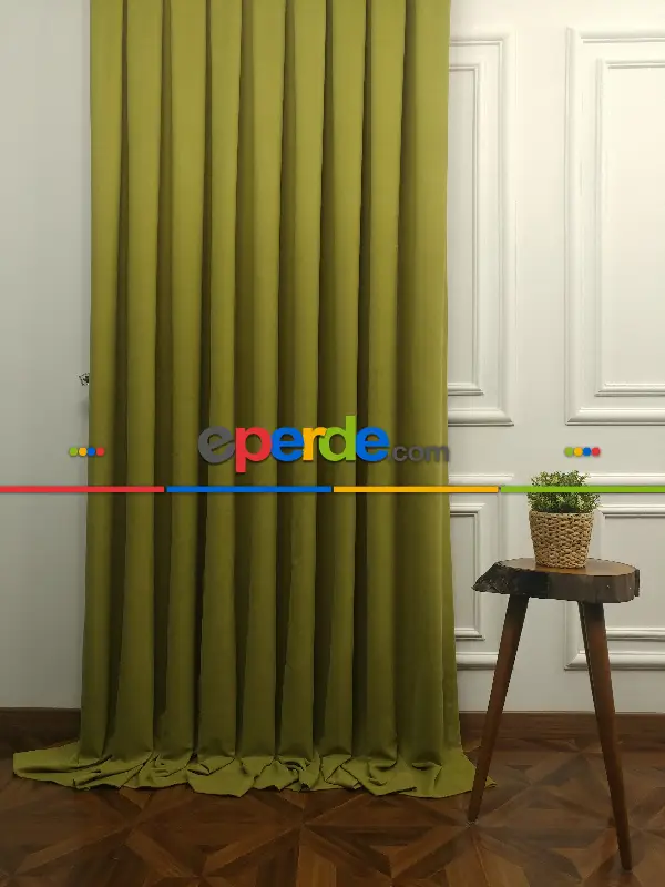 Arzenen Birinci Sınıf Kalite Kadife Dokulu Tek Kanat Fon Perde.- Fıstık Yeşili