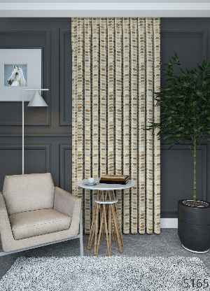 Dökümlü Kumaştan Geniş En Sütlü Kahve Yaprak Desenli Fon Perde 1. Kalite