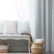 Çocuk Odası - Çocuk Fon Perde Evim1616-5 Kumaşı Kalındır Duck Bezi Değildir- Mavi-beyaz