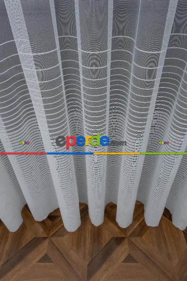 Mutfak - Yatay Bantlı Yeni Sezon Tül Perde