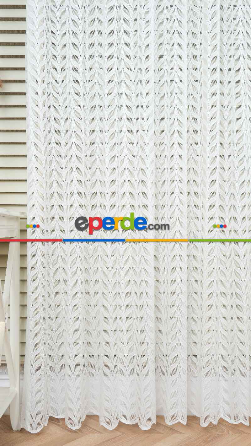 Ekru Nakışlı Tül Perde, Ağır Gramajlı Premium Seri, 7 Renk