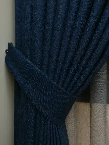 Keten Lacivert Renk Düz Fon Perde- Lacivert