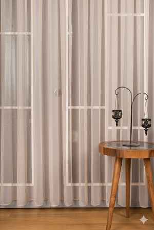 Vizon Bej Grek Düz Tül Perde