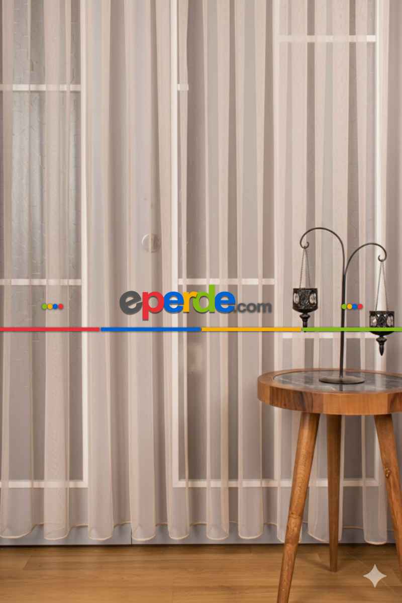 Vizon Bej Grek Düz Tül Perde