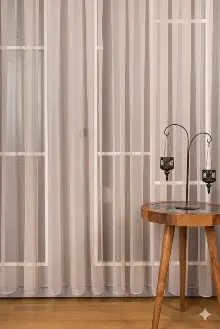 Vizon Bej Grek Düz Tül Perde