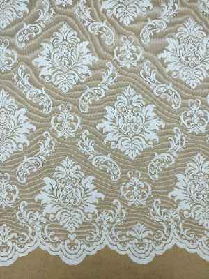 Tül Perde Ve Kruvaze Perde Damask Desenli- Ekru