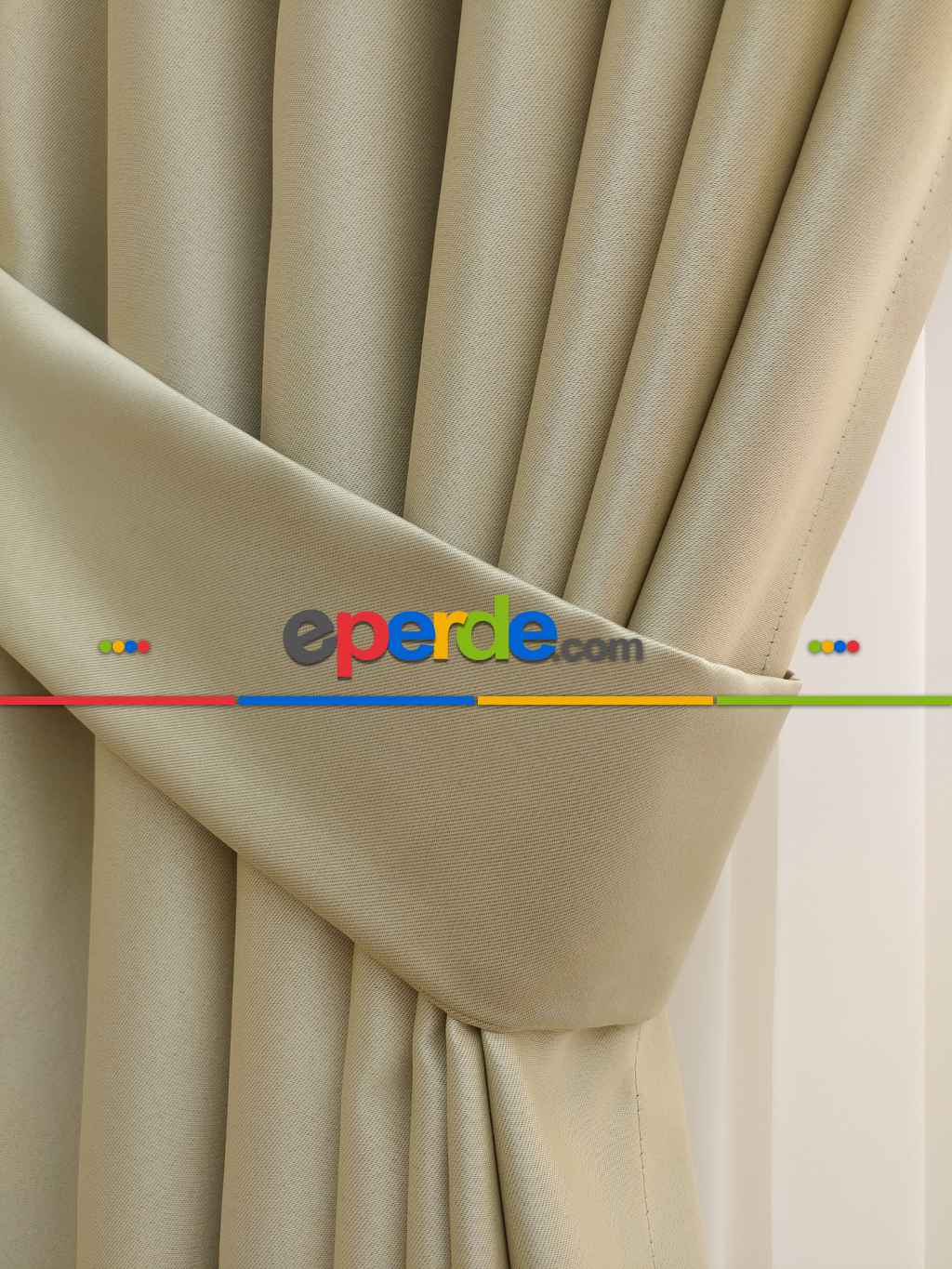 Krem Blackout Düz Fon Perde- Krem