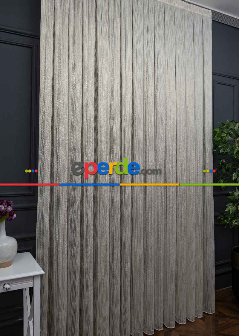 Altın Çizgili Düz Fantezi Tül Perde