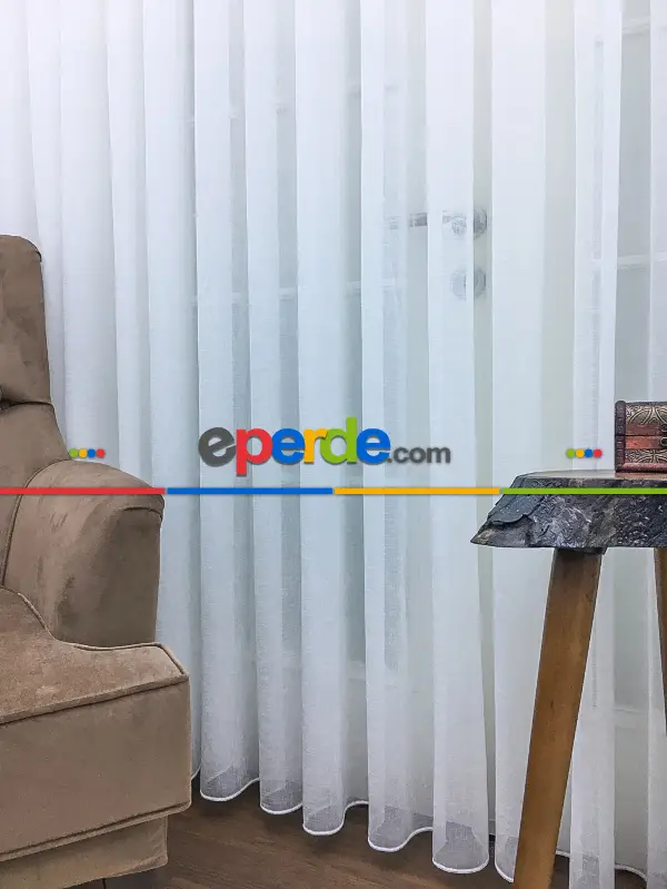 Bebek Odası Tül Perde - Lüx Tül Perde Ve Kruvaze Perde Saf Keten Doku Beyaza Yakın- Ekru