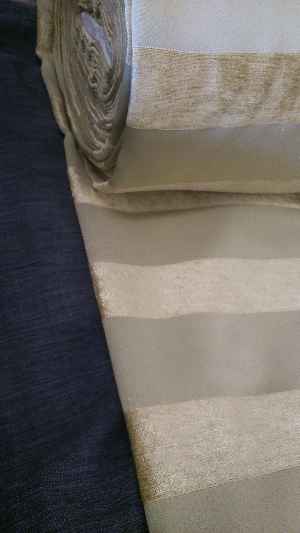 Keten Blackout Fon Perde - Şerit Desenli - Koyu Krem- Krem Koyu