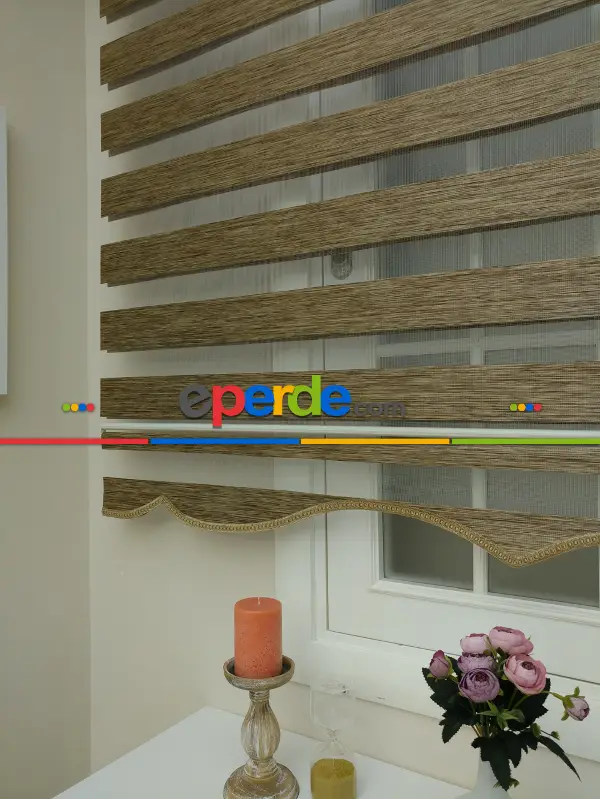 Zebra Perde - Bambu Düz Zebra Perde - Kahve Açık