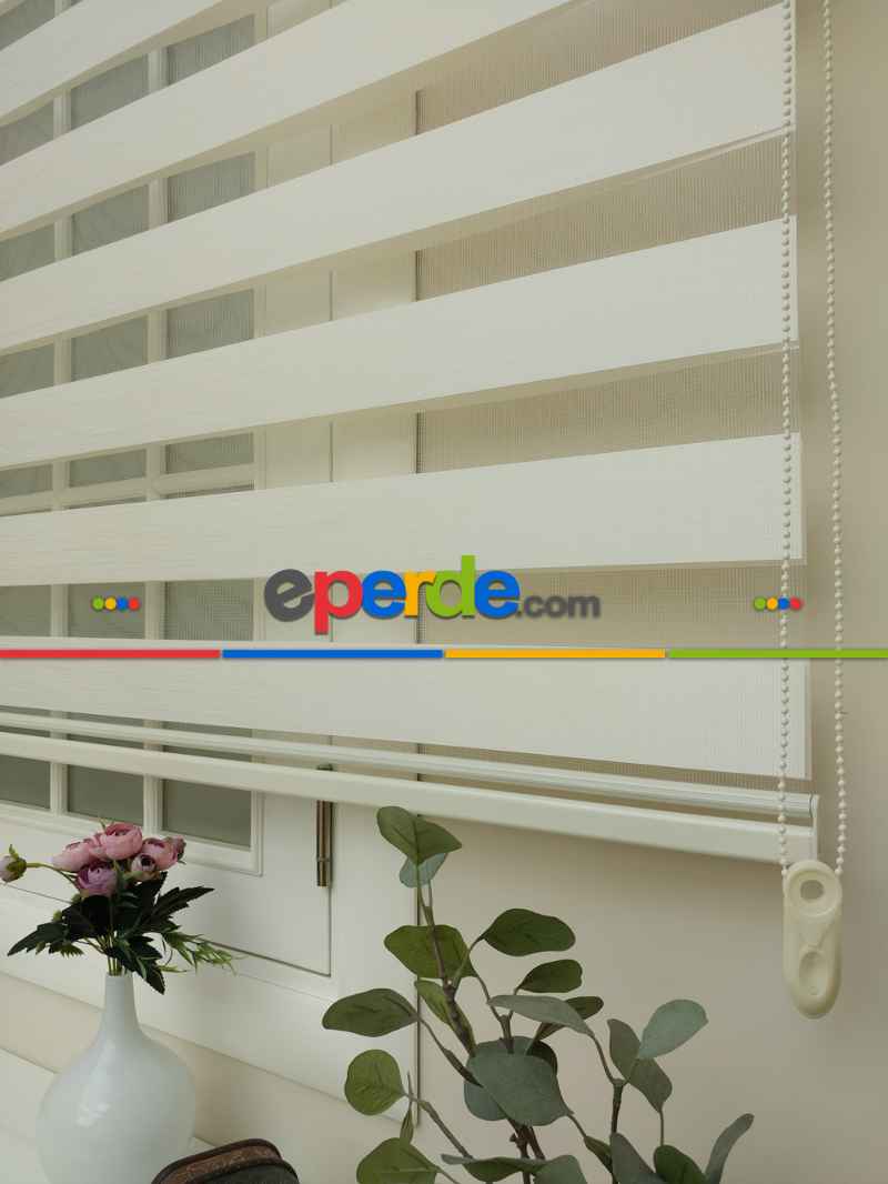 Zebra Perde -bambu Düz Zebra Perde- Krem