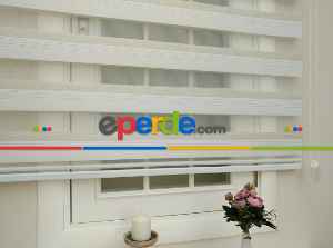 Krem Şeritli Zebra Perde Zarif Bambu- Ekru