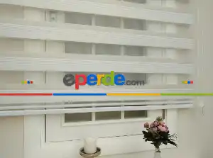 Krem Şeritli Zebra Perde Zarif Bambu- Ekru