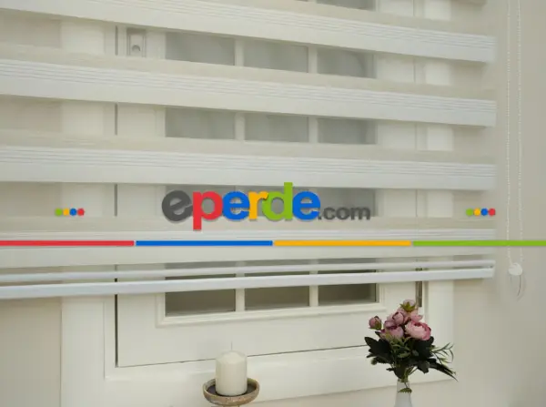 Krem Şeritli Zebra Perde Zarif Bambu- Ekru