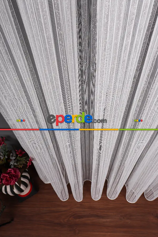 Salon Tül Modelleri - Şerit Keten Armür Düz Tül Perde Akdz 1028