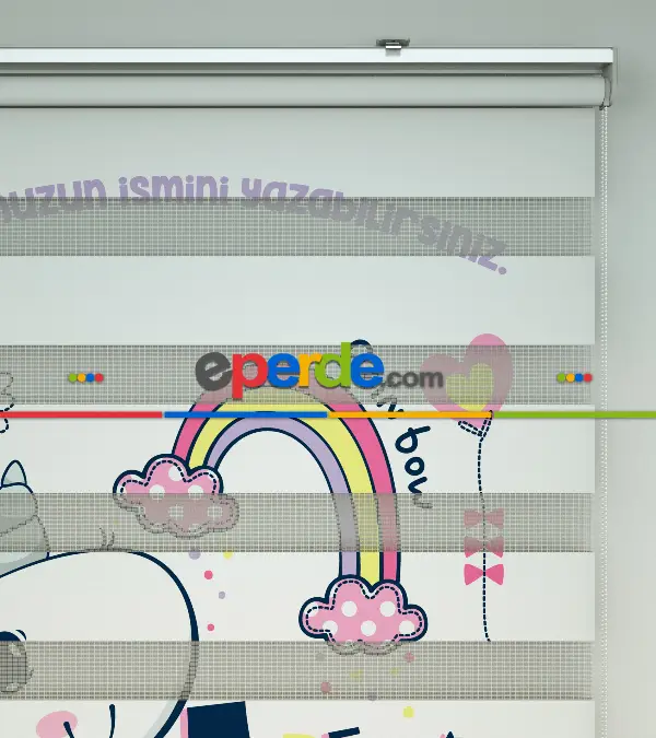 Unicorn Desenli Özel Baskılı Zebra Perde- Çok Renkli