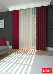 Brillant Marka - Akıllı Tül Perde Kırmızı Renkli Tül Dikey Zebra Perde Düz 1. Kalite