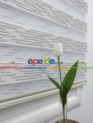 Kahverengi Lüks Zebra Perde- Ekru