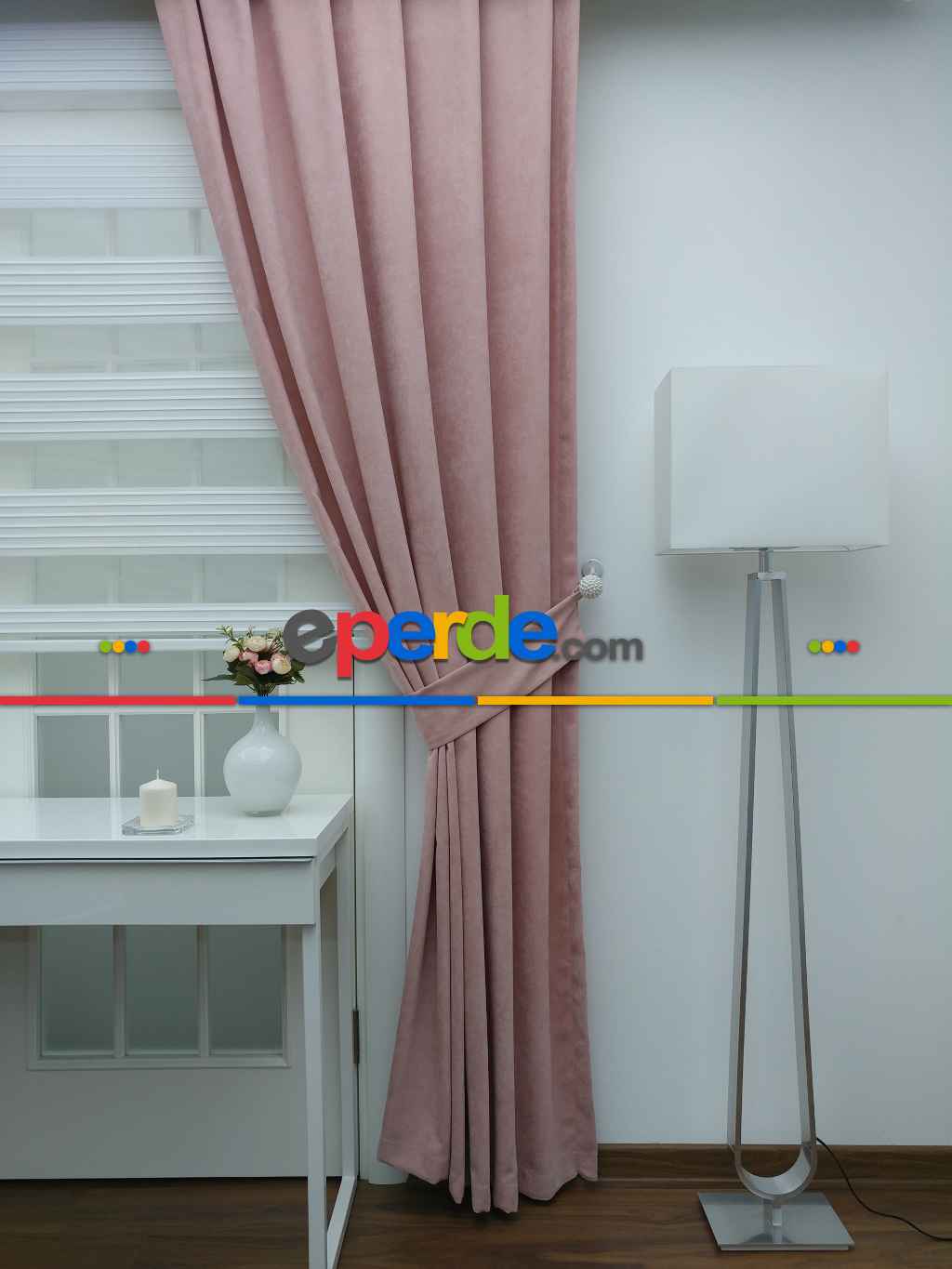 Pudra Pembe - Düz Fon Perde- Pudra