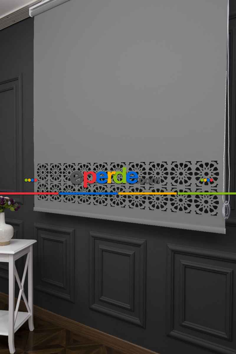 Açık Gri Renk Lazer Kesim Mat Stor Perde (ister Düz - İster Lazer Kesimli Satın Alın)