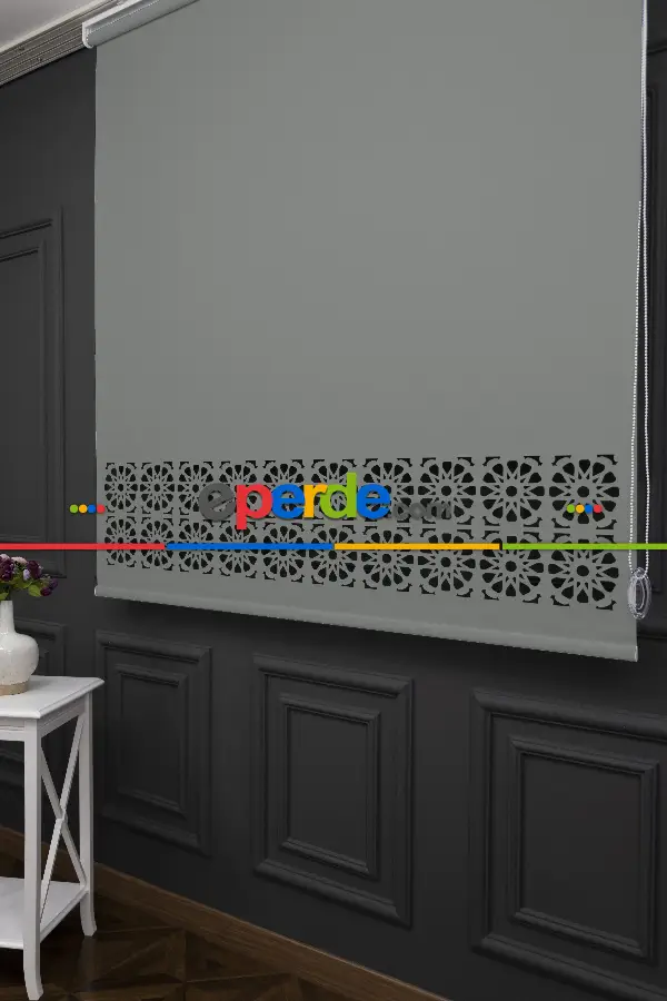 Salon Stor - Açık Gri Renk Lazer Kesim Mat Stor Perde (ister Düz - İster Lazer Kesimli Satın Alın)