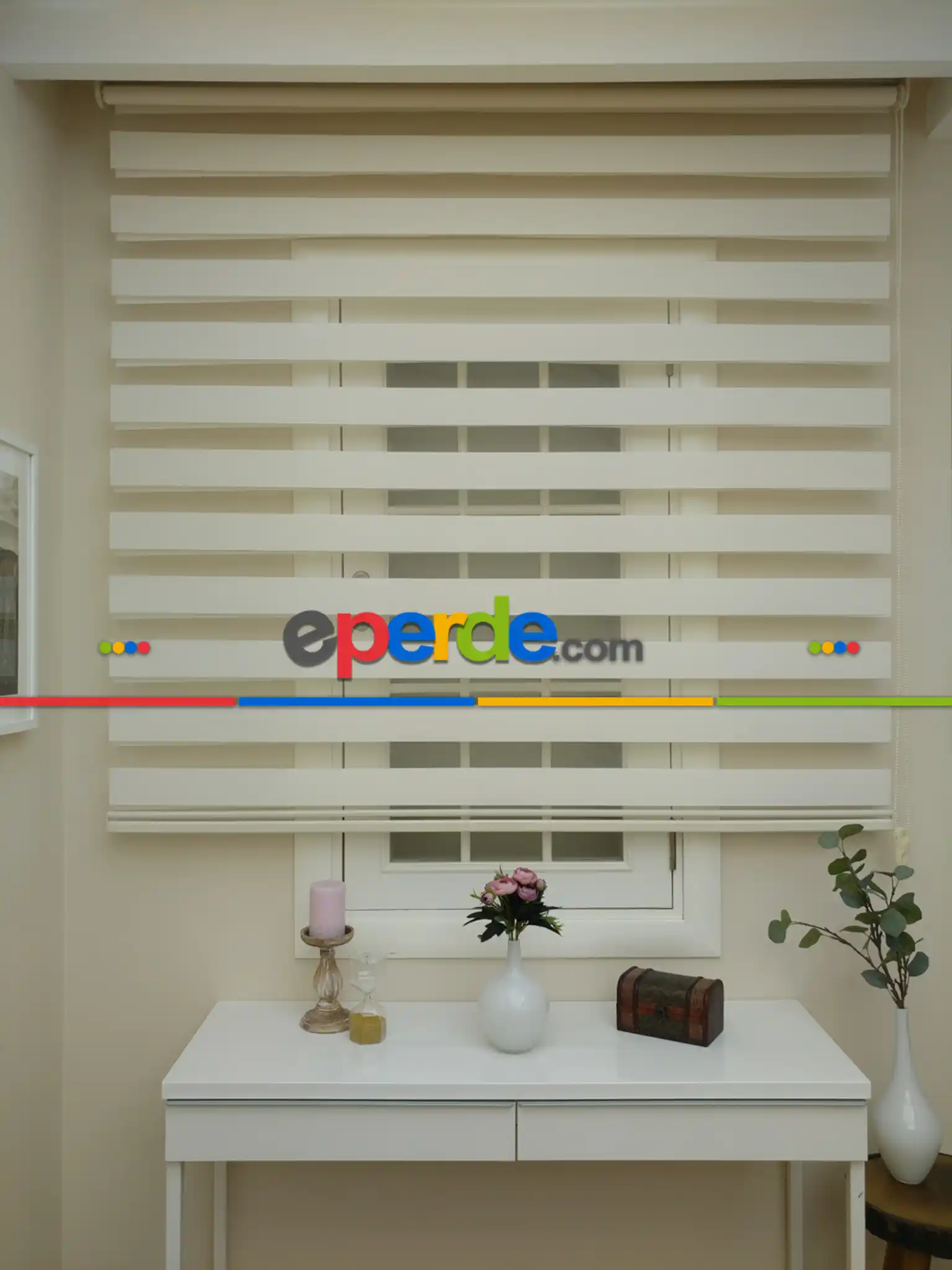 Zebra Perde -bambu Düz Zebra Perde- Krem