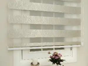 Vizon Kahverengi Kabartmalı Jakarlı Zebra Perde - Vizon Rengi