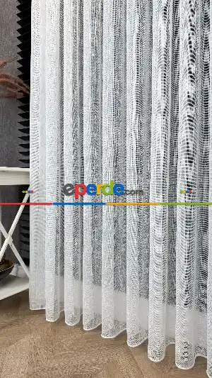 Salon - Natural Keten Tül Birinci Kalite İplikten Özel Üretilmiştir Ütü İstemez