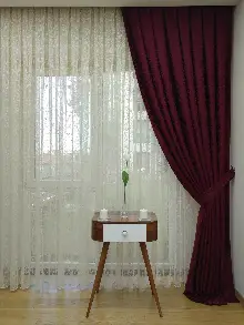 Bordo Düz Jakar Fon Perde (180)- Bordo