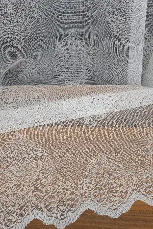Yatak Odası - Damaks Desenli Fransız Danteli Örme Tül Damaks Desen