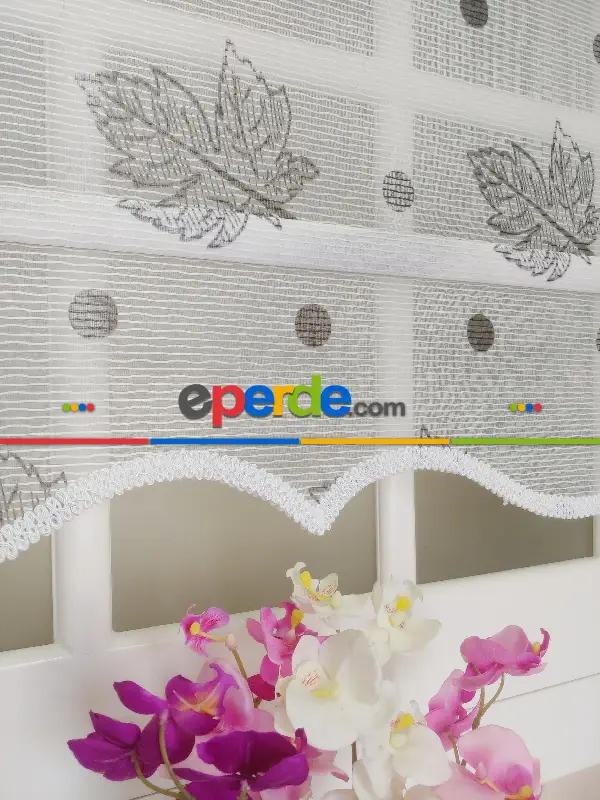 Çift Sistem Tül Stor Perde Clısson Series 1640- Beyaz Gri Baskılı