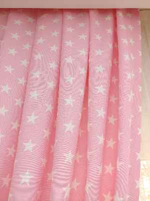 Pembe-beyaz Yıldız Desenli Fon Perde ( Leke Tutmaz )- Pembe Açık