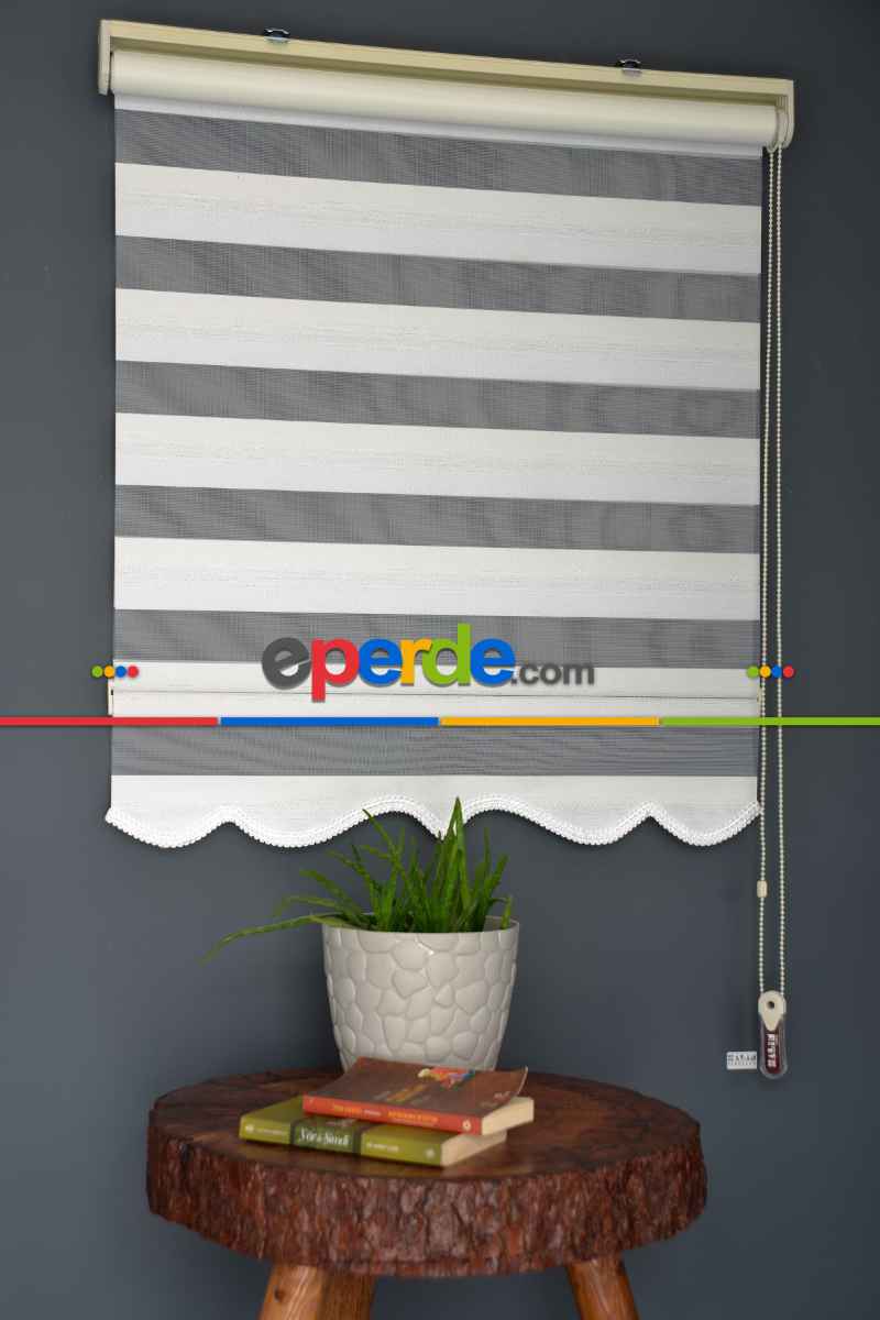 Halim Perdesan Zn-20 Beyaz & Ekru Renk Etekli Veya Eteksiz Zebra Stor Perde