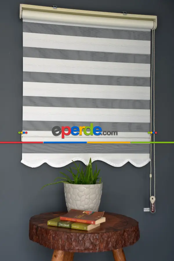 Halim Perdesan Zn-20 Beyaz & Ekru Renk Etekli Veya Eteksiz Zebra Stor Perde