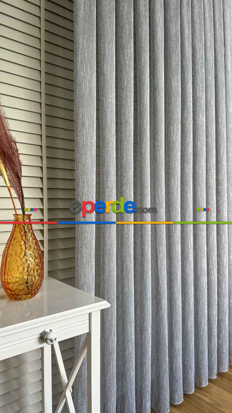 Mutfak Gri Şantuk Keten Tül Perde - Hafif Gümüş Simli - Ağır Gramajlı Premium