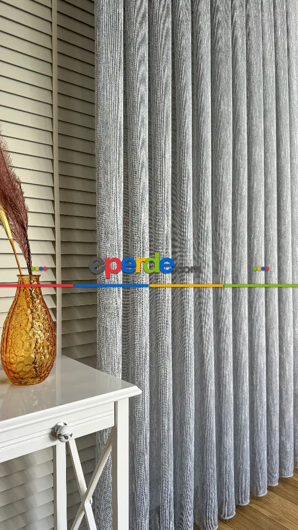 Mutfak Gri Şantuk Keten Tül Perde - Hafif Gümüş Simli - Ağır Gramajlı Premium