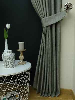 Salon Perdesi - Natural Grimsi Desenli Jakar Fon Perde (geniş En:280 Kumaş)- Gri Açık